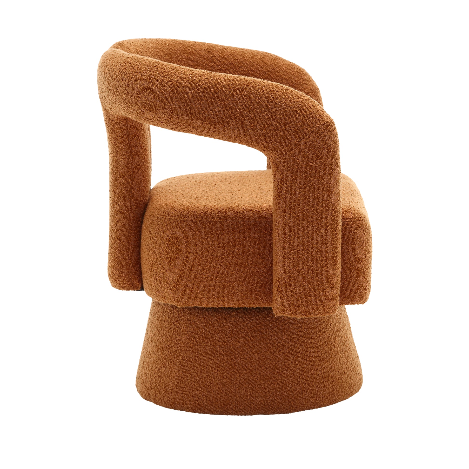 Coolmore 360 Degree Swivel Cuddle Barrel Accent Chairs, Round Armchairs With Wide Upholstered, Fluffy Fabric Chair For Living Room, Bedroom, Office, Waiting Rooms Orange Boucle Orange Foam Boucle