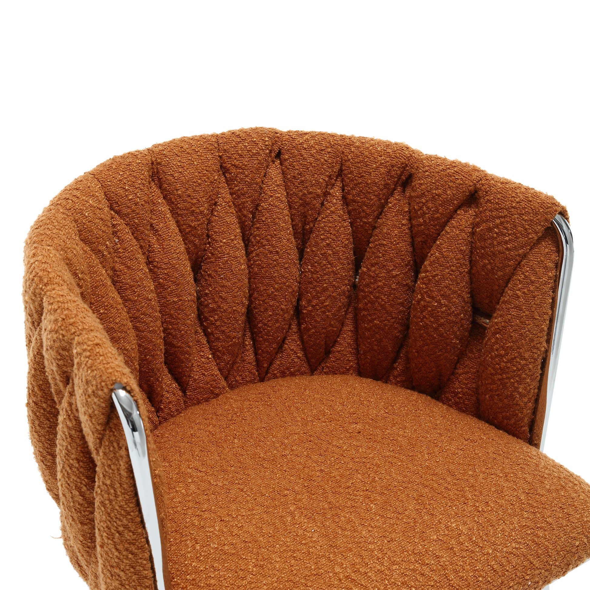 Coolmore Leisure Dining Chairs Accent Chair Velvet Accent Lounge Chair With Metal Feet 2Pc Set Orange Boucle