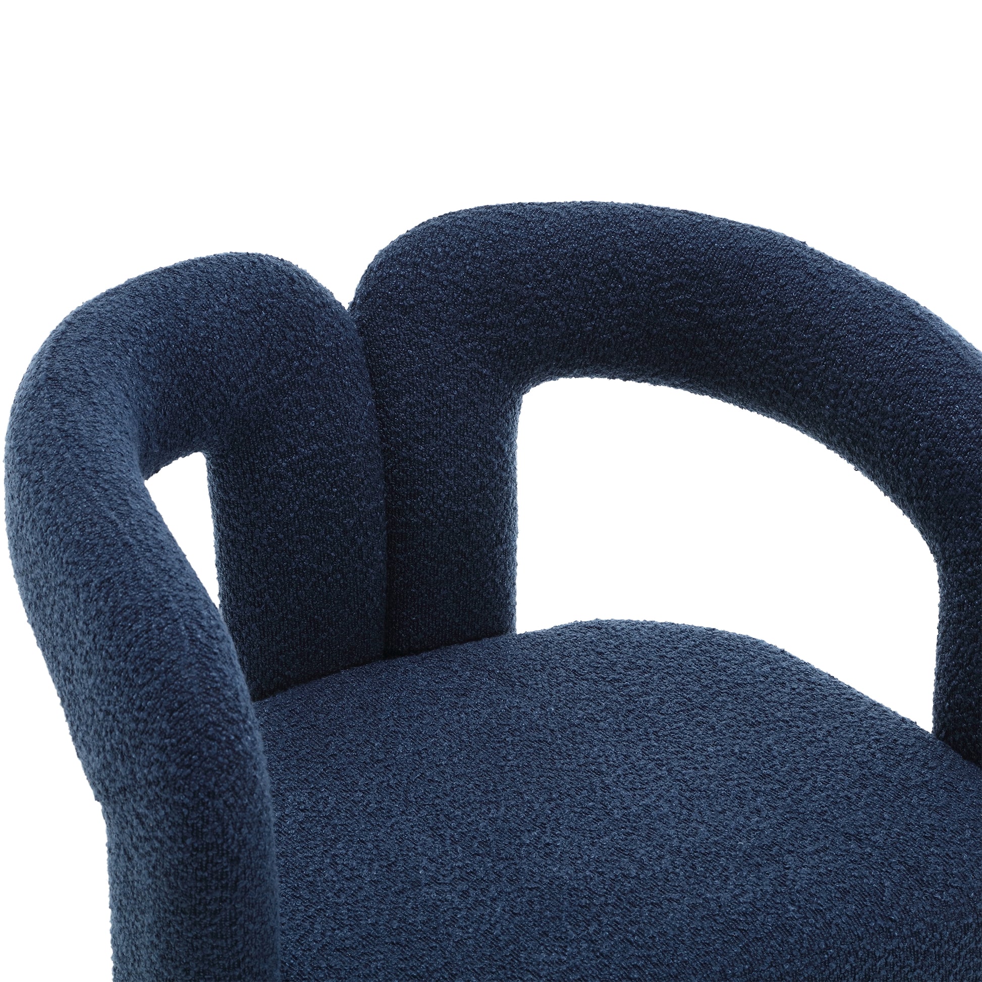 Coolmore 360 Degree Swivel Cuddle Barrel Accent Chairs, Round Armchairs With Wide Upholstered, Fluffy Fabric Chair For Living Room, Bedroom, Office, Waiting Rooms Navy Boucle Navy Foam Boucle