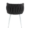 Coolmore Leisure Dining Chairs Accent Chair Velvet Accent Lounge Chair With Metal Feet 2Pc Set Black Boucle