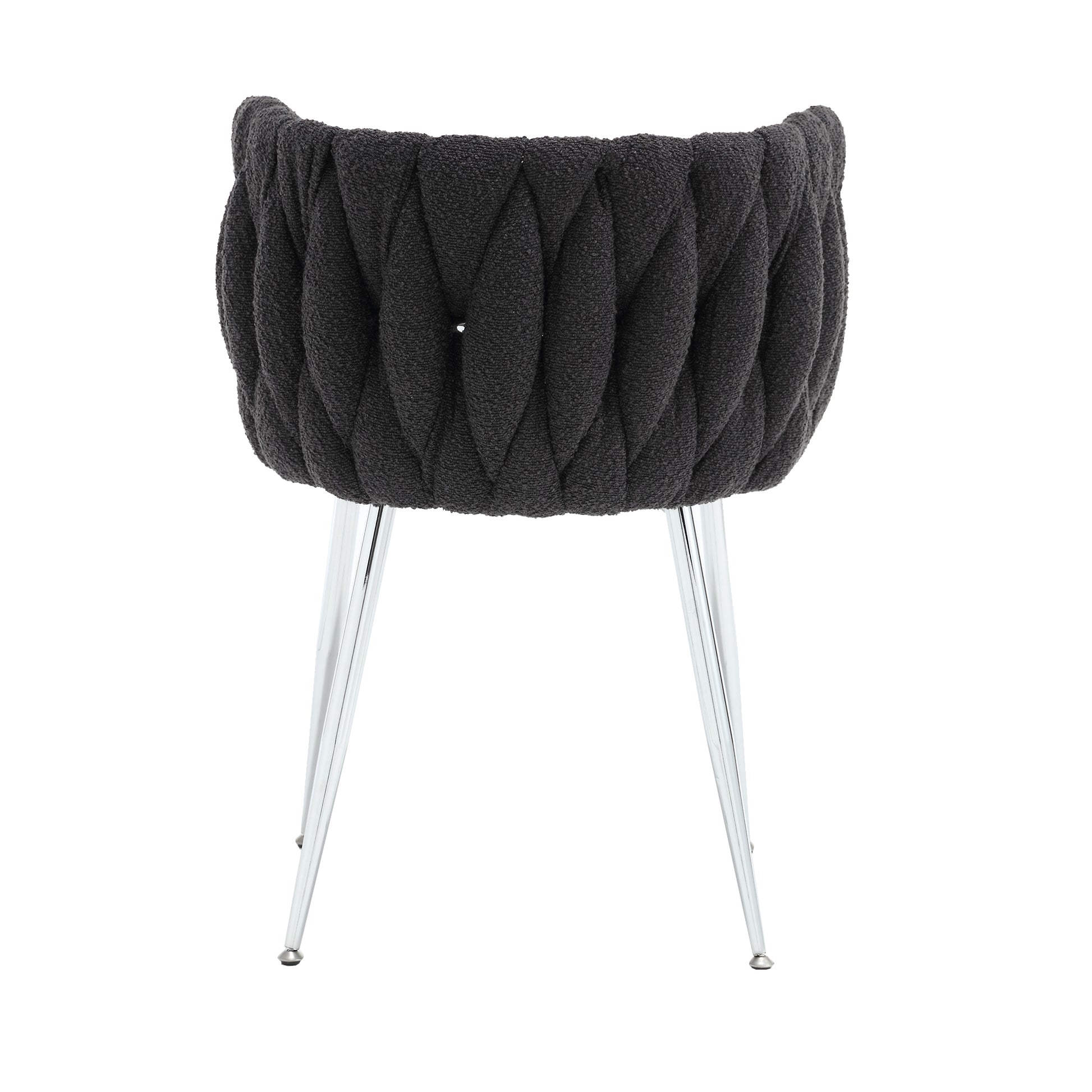Coolmore Leisure Dining Chairs Accent Chair Velvet Accent Lounge Chair With Metal Feet 2Pc Set Black Boucle