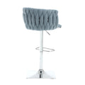 Coolmore Vintage Bar Stools With Back And Footrest Counter Height Dining Chairs 2Pc Set Light Blue Boucle