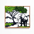 Elephants Moss Metal Wall Art Green Iron