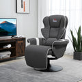 Manual Recliner, Swivel Lounge Armchair With Footrest And Two Cup Holders For Living Room, Black Black Linen