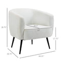 Teddy Fleece Fabric Accent Chair, Mid Century Modern Barrel Armchair With Metal Legs And Soft Padding, Upholstered Single Sofa Side Chair For Living Room, Cream Cream White Foam