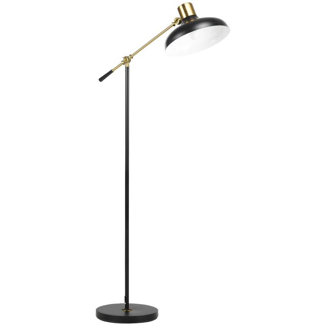 Adjustable Floor Lamps For Living Room, Standing Lamp For Bedroom With Balance Arm, Adjustable Head And Height, Tall Black And Gold Lamp Bulb Not Included Black Metal