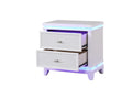 Opium Queen 5 Pc Bedroom Set In Milky White Box Spring Required Queen White Wood 5 Piece Set Bedroom Bed Included,Chest Included,Dresser Included,Mirror Included,Nightstand Included Contemporary,Modern Upholstered Built In Lighting Wood
