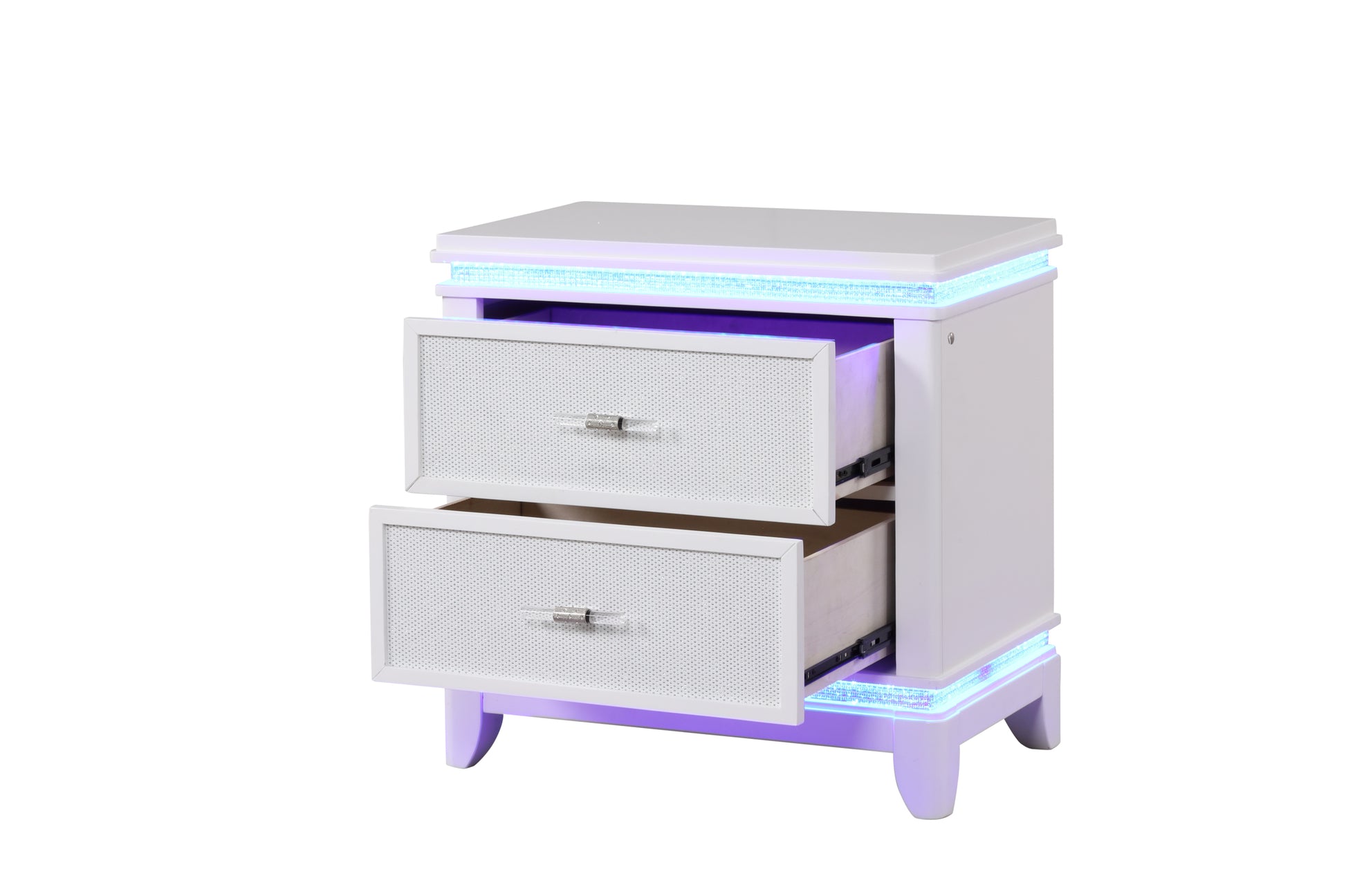 Opium Queen 5 Pc Bedroom Set In Milky White Box Spring Required Queen White Wood 5 Piece Set Bedroom Bed Included,Chest Included,Dresser Included,Mirror Included,Nightstand Included Contemporary,Modern Upholstered Built In Lighting Wood