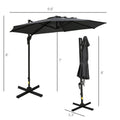 10Ft Offset Patio Umbrella With Base, Hanging Aluminum And Steel Cantilever Umbrella With 360 Rotation, Easy Tilt, 8 Ribs, Crank, Cross Base Included For Backyard, Poolside, Garden, Gray Gray Aluminium