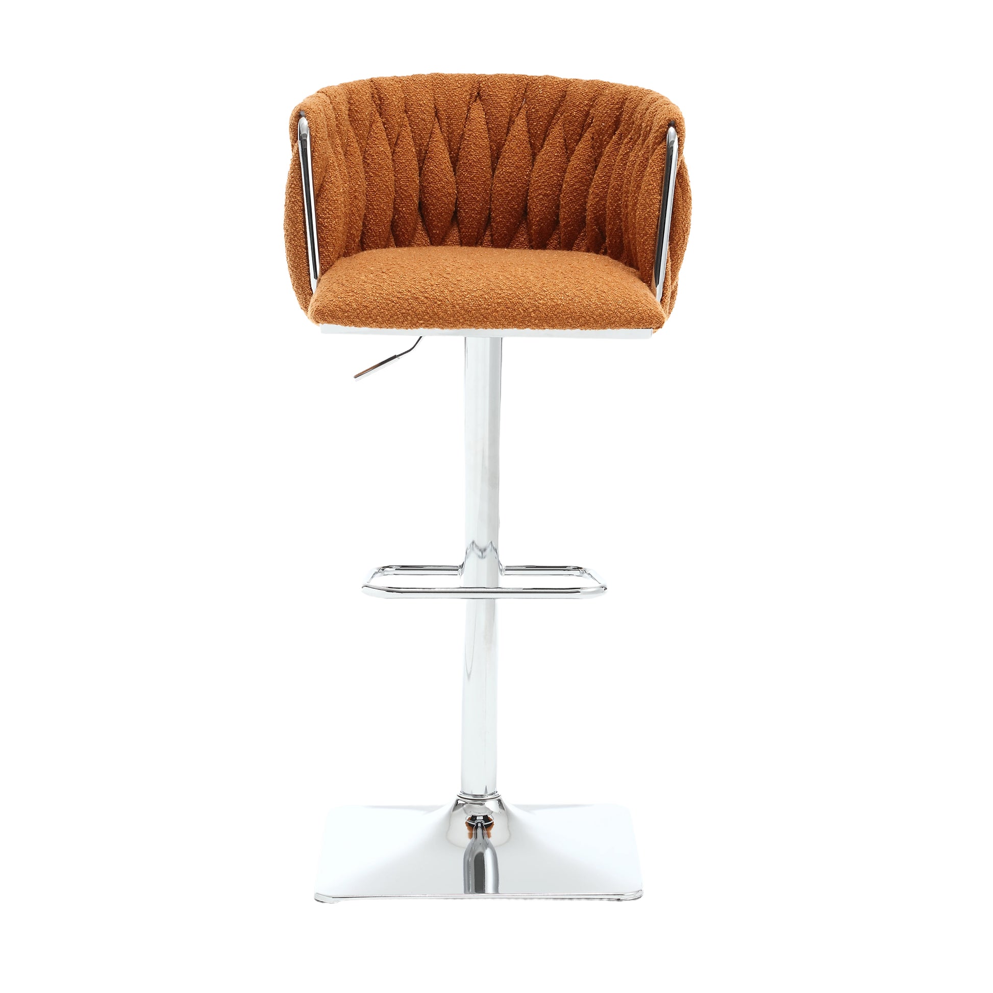 Coolmore Vintage Bar Stools With Back And Footrest Counter Height Dining Chairs 2Pc Set Orange Boucle