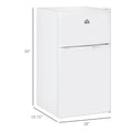 Double Door Mini Fridge With Freezer, 3.2 Cu.Ft Compact Refrigerator With Adjustable Shelf, Adjustable Thermostat And Reversible Door For Bedroom, Dorm, Home Office, White White Steel