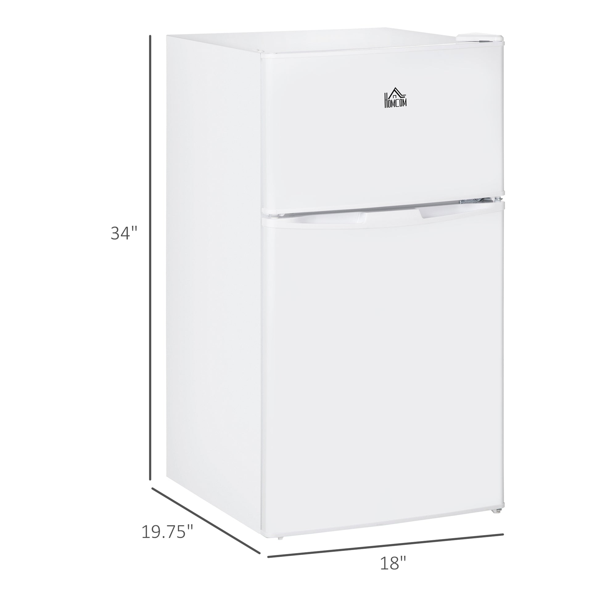 Double Door Mini Fridge With Freezer, 3.2 Cu.Ft Compact Refrigerator With Adjustable Shelf, Adjustable Thermostat And Reversible Door For Bedroom, Dorm, Home Office, White White Steel