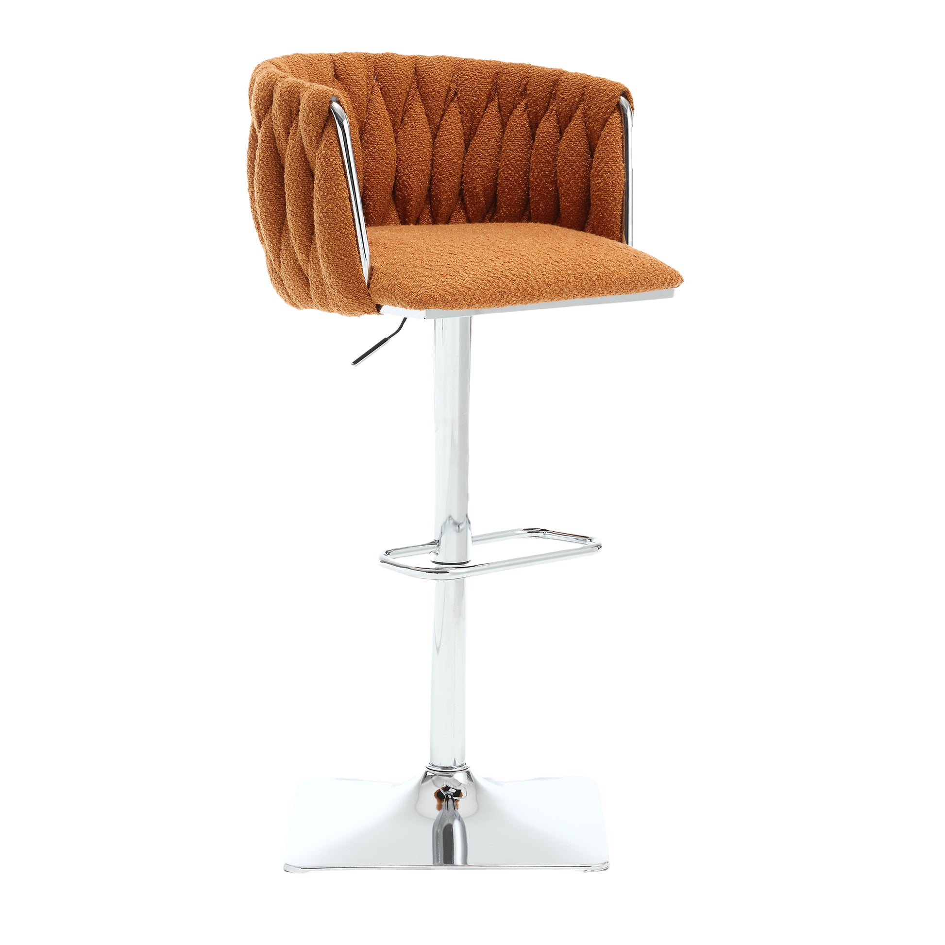 Coolmore Vintage Bar Stools With Back And Footrest Counter Height Dining Chairs 2Pc Set Orange Boucle
