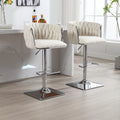 Coolmore Vintage Bar Stools With Back And Footrest Counter Height Dining Chairs 2Pc Set Ivory Boucle