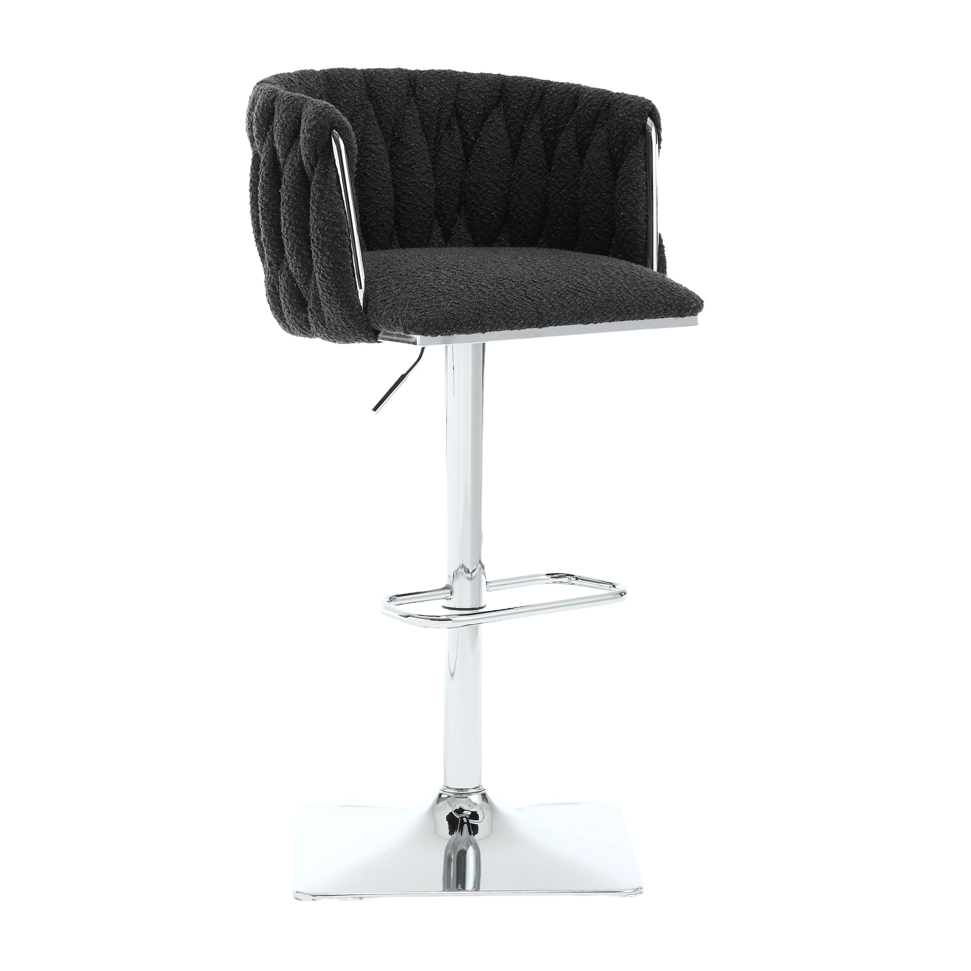 Coolmore Vintage Bar Stools With Back And Footrest Counter Height Dining Chairs 2Pc Set Black Boucle