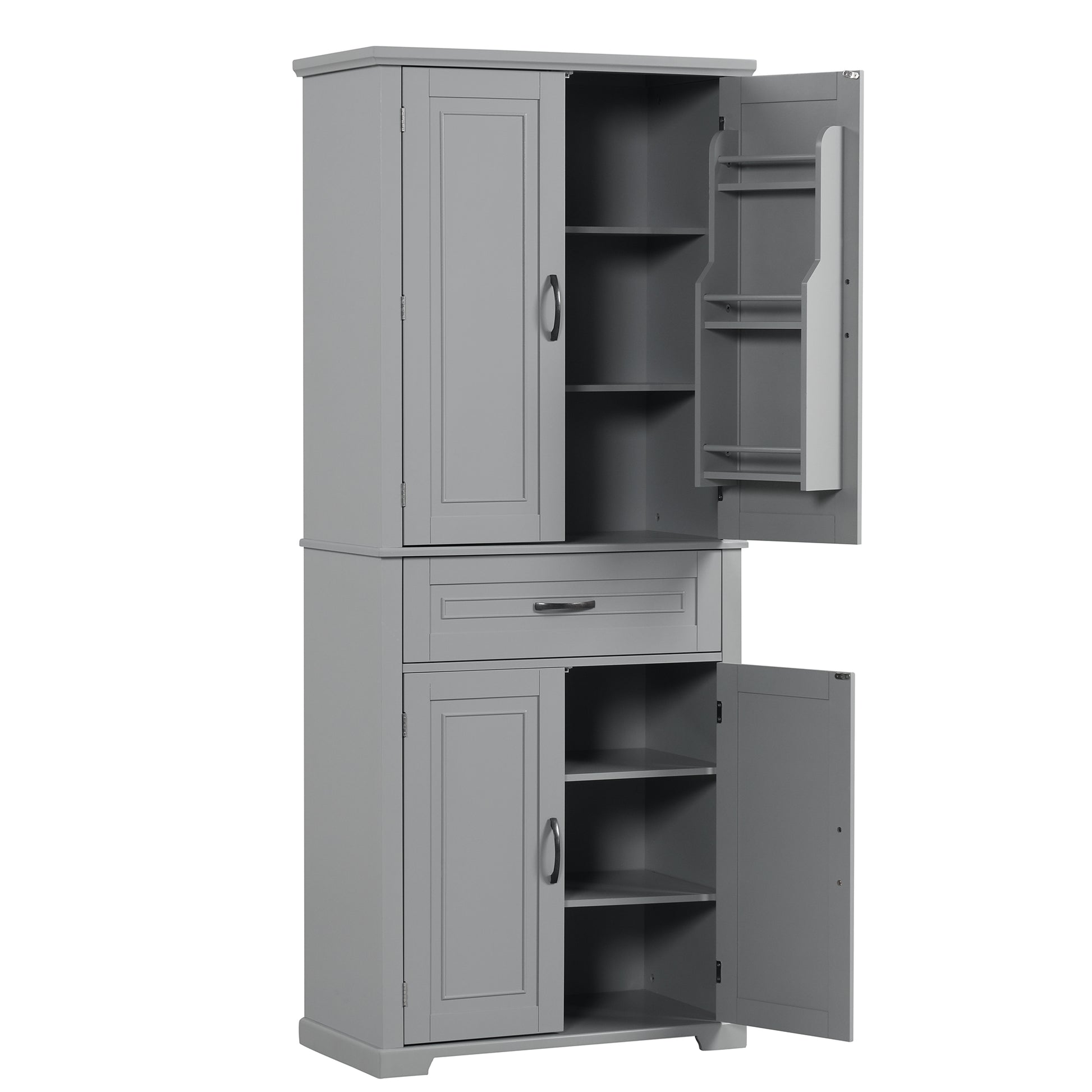 Bathroom Storage Cabinet With Doors And Drawer, Multiple Storage Space, Adjustable Shelf, Grey Grey Mdf