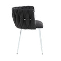 Coolmore Leisure Dining Chairs Accent Chair Velvet Accent Lounge Chair With Metal Feet 2Pc Set Black Boucle