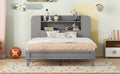 Full Size Platform Bed With Storage Headboard,Multiple Storage Shelves On Both Sides,Grey Grey Wood