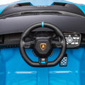 Lamborghini Huracan Sto 24V Kids Electric Ride On Drift Car: Speeds 1.86 5.59 Mph, Ages 3 8, Foam Front Wheels, 360 Spin, Led Lights, Dynamic Music, Early Learning, Usb Port, Drift Feature Blue