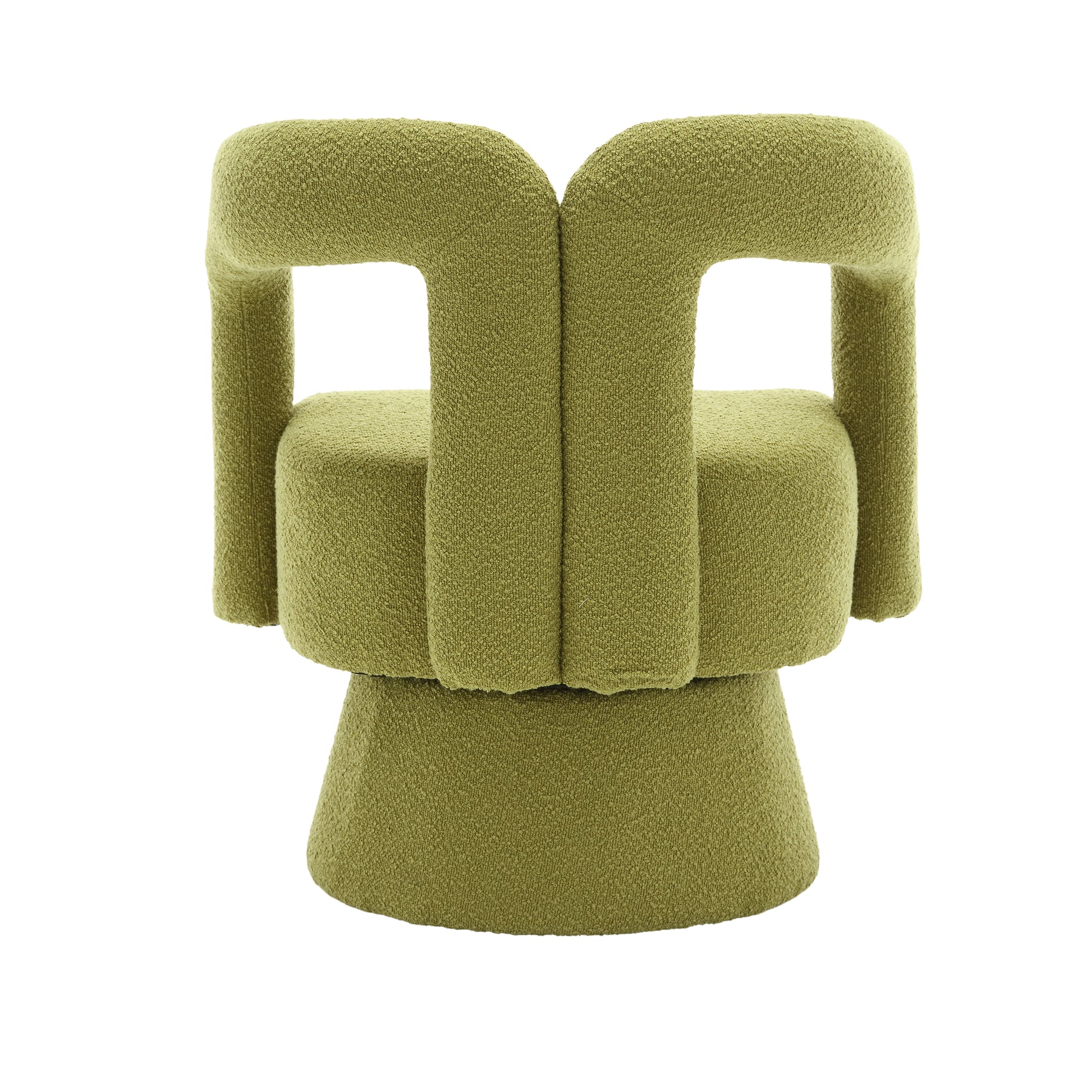 Coolmore 360 Degree Swivel Cuddle Barrel Accent Chairs, Round Armchairs With Wide Upholstered, Fluffy Fabric Chair For Living Room, Bedroom, Office, Waiting Rooms Olive Green Boucle Olive Green Foam Boucle