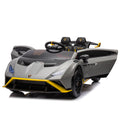 Lamborghini Huracan Sto 24V Kids Electric Ride On Drift Car: Speeds 1.86 5.59 Mph, Ages 3 8, Foam Front Wheels, 360 Spin, Led Lights, Dynamic Music, Early Learning, Usb Port, Drift Feature Gray Polypropylene