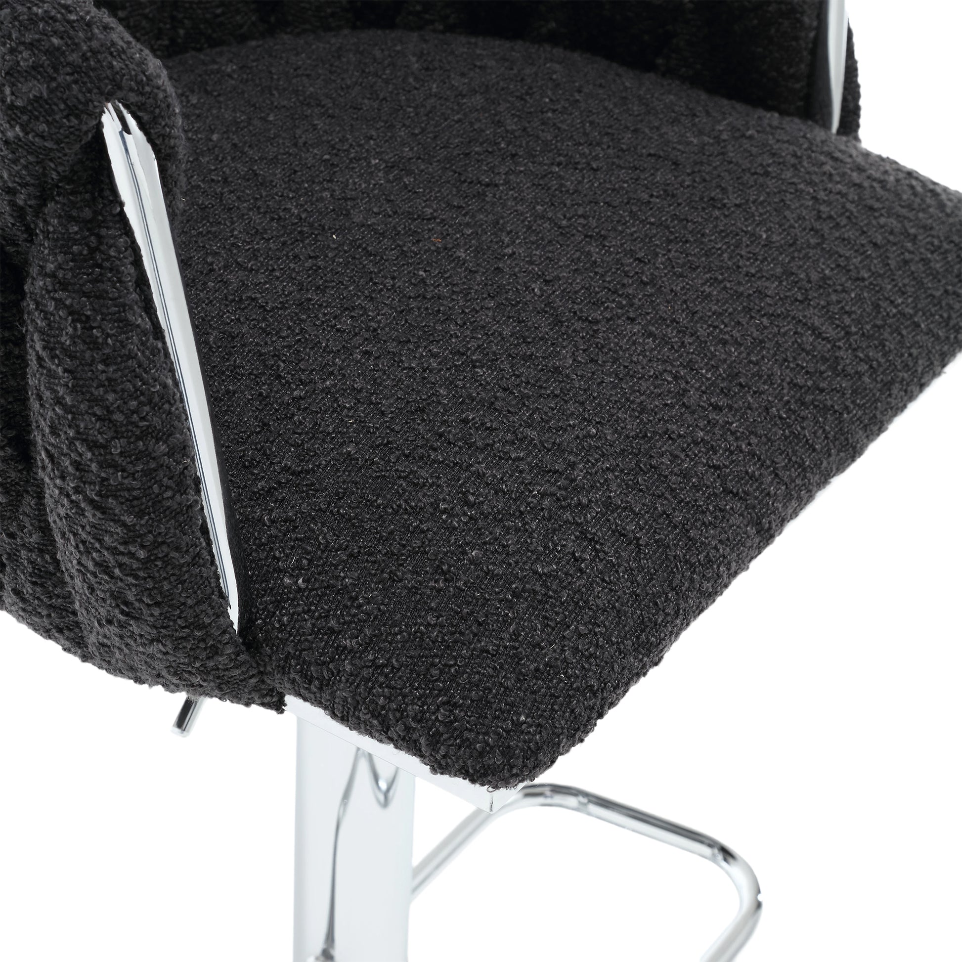 Coolmore Vintage Bar Stools With Back And Footrest Counter Height Dining Chairs 2Pc Set Black Boucle