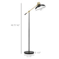 Adjustable Floor Lamps For Living Room, Standing Lamp For Bedroom With Balance Arm, Adjustable Head And Height, Tall Black And Gold Lamp Bulb Not Included Black Metal