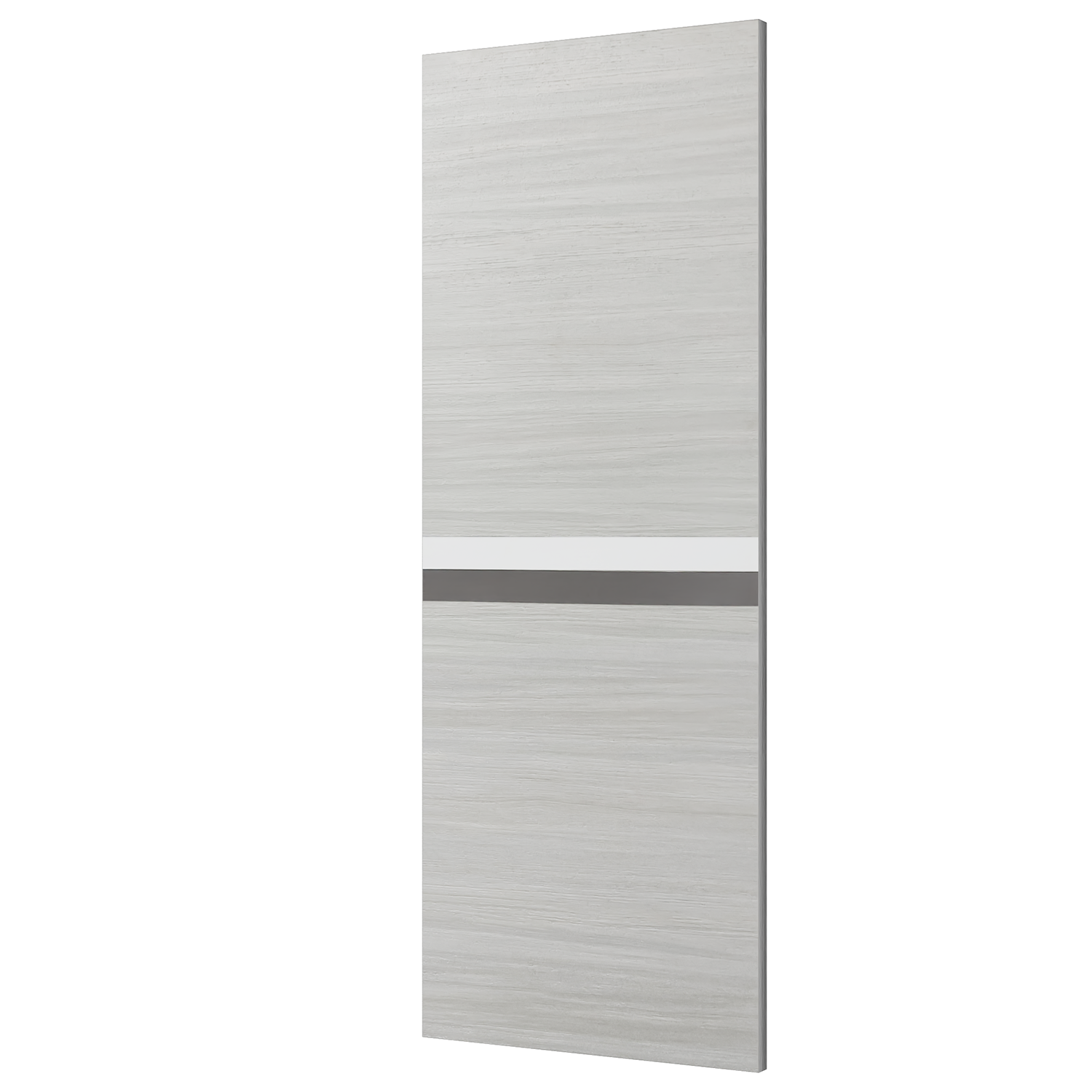 30" X 80" Melamine Integrated Door Slab 6.6Ft Sliding Track Kit Adjustable Floor Guider Pull Handle, Modern Interior Door Panel, Protected By 2Mm Thick Melamine Layer, Moisture Proof Gray Melamine