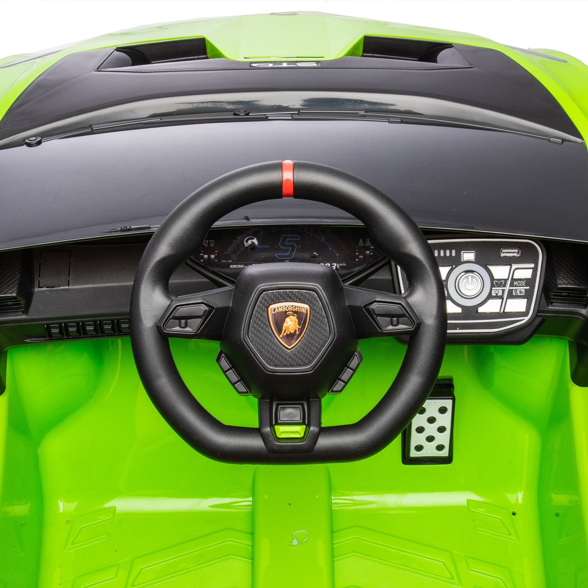 Lamborghini Huracan Sto 24V Kids Electric Ride On Drift Car: Speeds 1.86 5.59 Mph, Ages 3 8, Foam Front Wheels, 360 Spin, Led Lights, Dynamic Music, Early Learning, Usb Port, Drift Feature Green Polypropylene