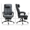 Executive Linen Feel Fabric Office Chair High Back Swivel Task Chair With Adjustable Height Upholstered Retractable Footrest, Headrest And Padded Armrest, Dark Grey Dark Grey Polyvinyl Chloride