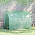 10' X 5' X 7' Lean To Greenhouse, Walk In Green House, Plant Nursery With 2 Roll Up Doors And Windows, Pe Cover And 3 Wire Shelves, Green Green Polyethylene