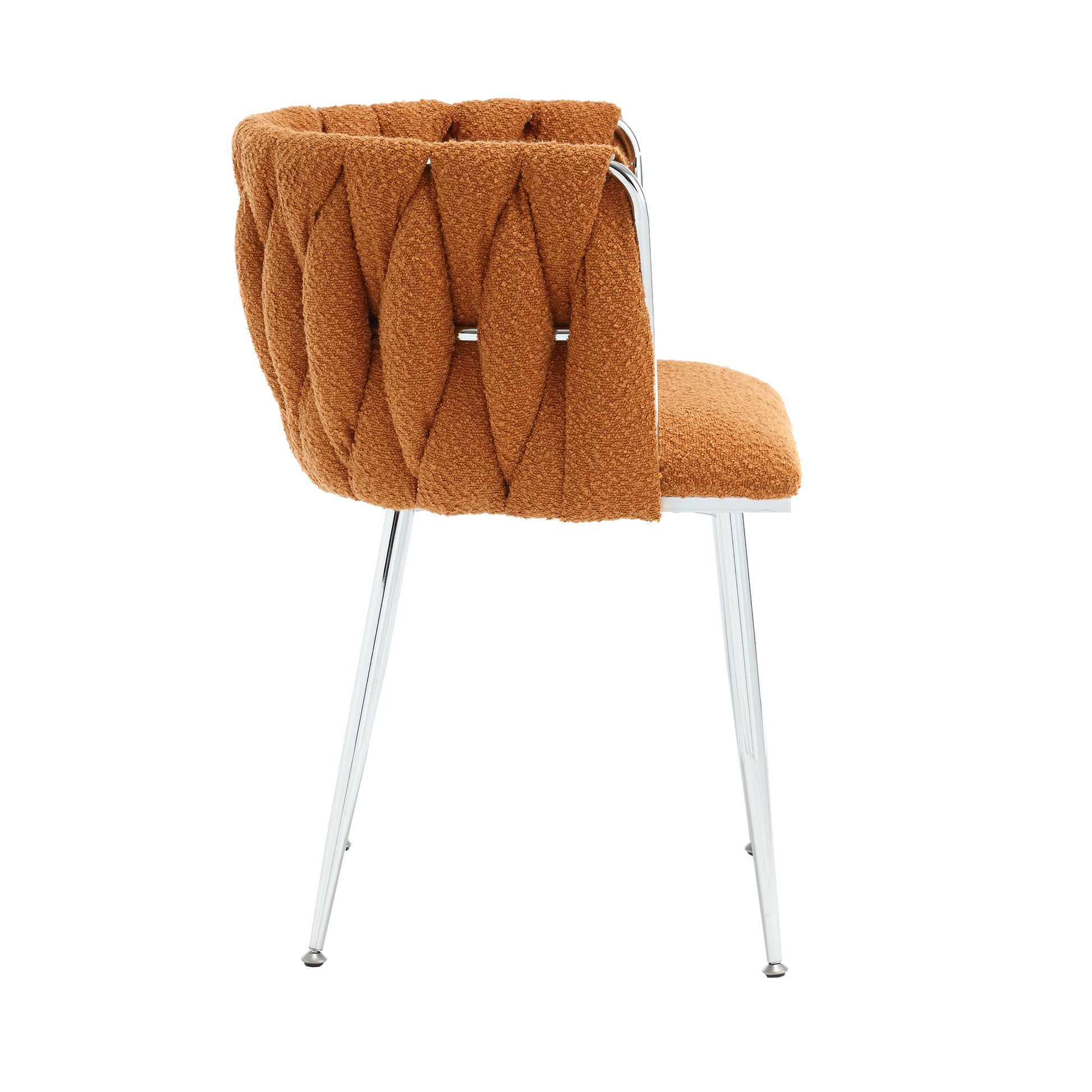 Coolmore Leisure Dining Chairs Accent Chair Velvet Accent Lounge Chair With Metal Feet 2Pc Set Orange Boucle