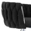 Coolmore Vintage Bar Stools With Back And Footrest Counter Height Dining Chairs 2Pc Set Black Boucle