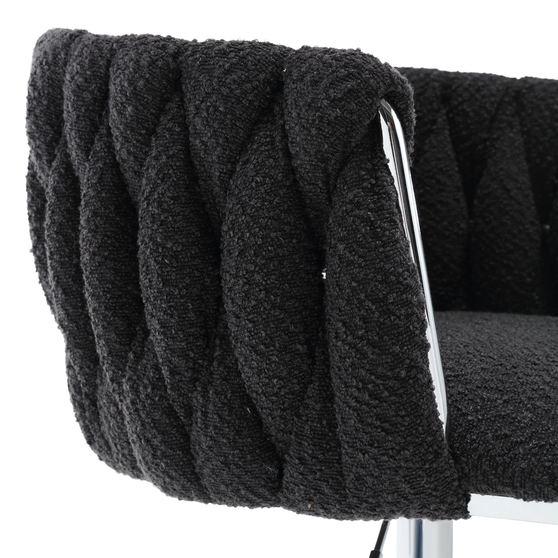 Coolmore Vintage Bar Stools With Back And Footrest Counter Height Dining Chairs 2Pc Set Black Boucle