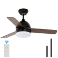 48 Inch Minimalist Straight Blade Fan Black Metal & Wood