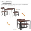 Industrial 4 Piece Dining Room Table Set With Bench Wooden Kitchen Table And Chairs W Storage Rack For Kitchen, Dinette, Black Brown Rustic Brown Mdf
