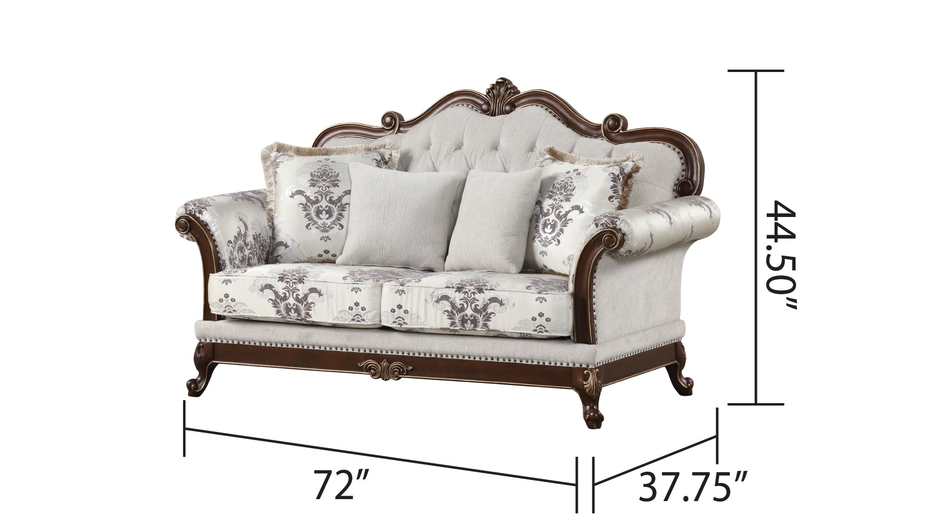 Gloria Traditional Style 2Pc Button Tufted Living Room Set White Primary Living Space Traditional Wood 5 Seat