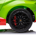 Lamborghini Huracan Sto 24V Kids Electric Ride On Drift Car: Speeds 1.86 5.59 Mph, Ages 3 8, Foam Front Wheels, 360 Spin, Led Lights, Dynamic Music, Early Learning, Usb Port, Drift Feature Green Polypropylene