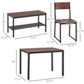 Industrial 4 Piece Dining Room Table Set With Bench Wooden Kitchen Table And Chairs W Storage Rack For Kitchen, Dinette, Black Brown Rustic Brown Mdf