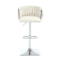 Coolmore Vintage Bar Stools With Back And Footrest Counter Height Dining Chairs 2Pc Set Ivory Boucle