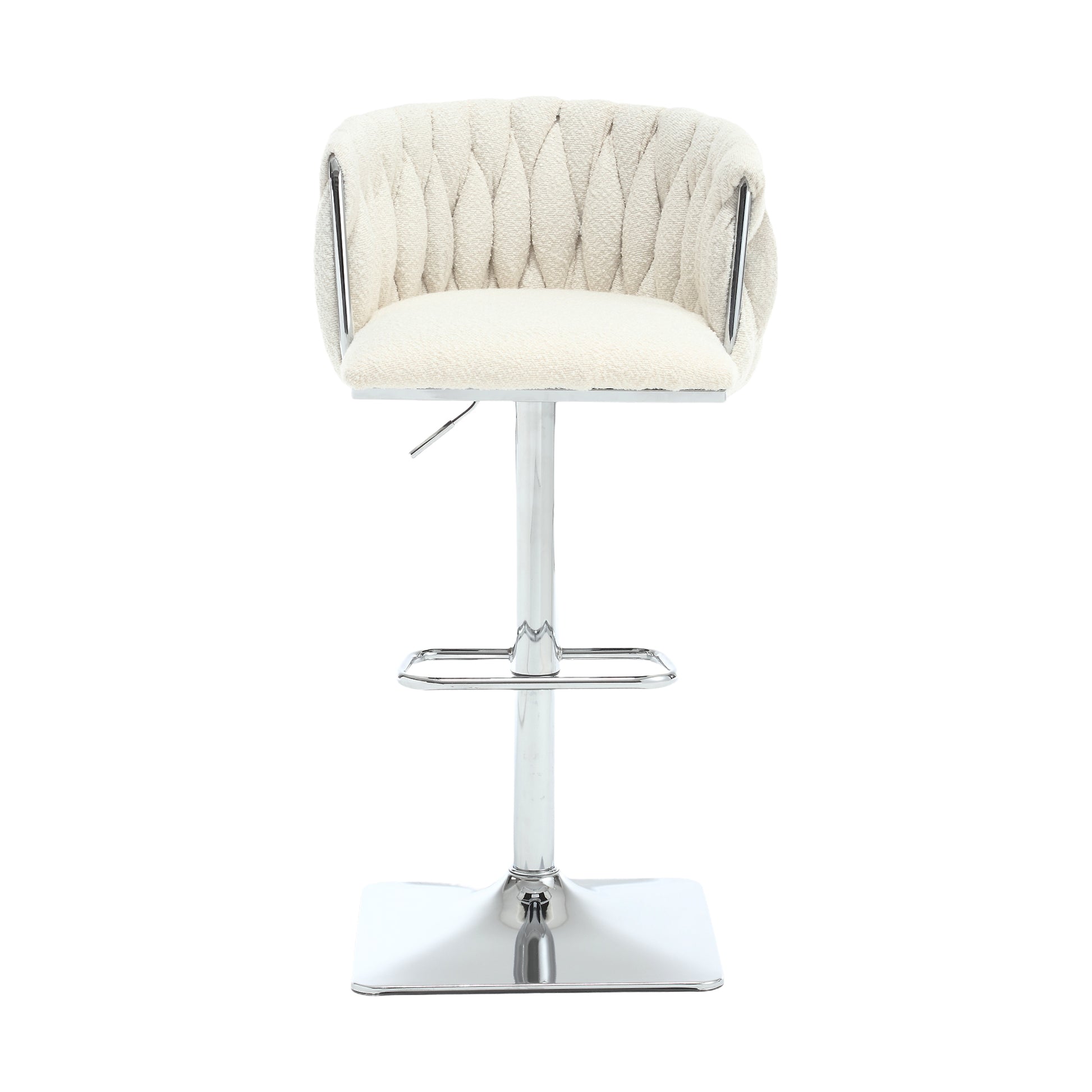 Coolmore Vintage Bar Stools With Back And Footrest Counter Height Dining Chairs 2Pc Set Ivory Boucle