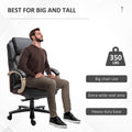 Big And Tall Executive Office Chair With Wide Seat, Computer Desk Chair With High Back Diamond Stitching, Adjustable Height & Swivel Wheels, Brown Brown Pu Leather