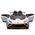 Lamborghini Huracan Sto 24V Kids Electric Ride On Drift Car: Speeds 1.86 5.59 Mph, Ages 3 8, Foam Front Wheels, 360 Spin, Led Lights, Dynamic Music, Early Learning, Usb Port, Drift Feature White Polypropylene