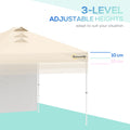 10' X 10' Pop Up Canopy Tent With 1 Removable Sidewall, Commercial Instant Sun Shelter, Tents For Parties With Wheeled Carry Bag For Outdoor, Garden, Patio, Beige Beige Metal