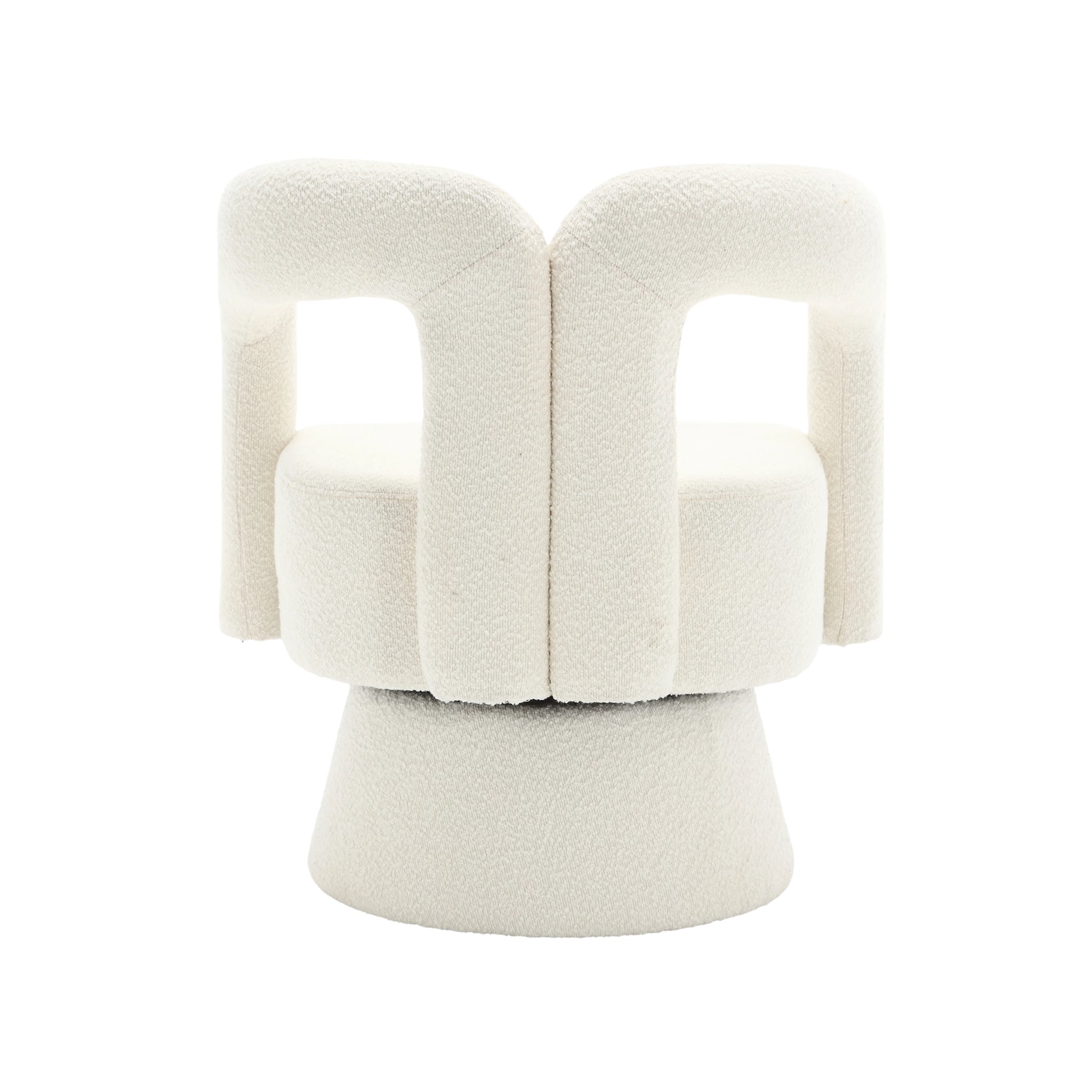 Coolmore 360 Degree Swivel Cuddle Barrel Accent Chairs, Round Armchairs With Wide Upholstered, Fluffy Fabric Chair For Living Room, Bedroom, Office, Waiting Rooms Beige Boucle Beige Foam Boucle