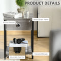 Industrial End Table With Storage Shelf, Accent Side Table With Drawer For Living Room, Or Bedroom, Grey Grey Particle Board