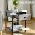 Industrial End Table With Storage Shelf, Accent Side Table With Drawer For Living Room, Or Bedroom, Grey Grey Particle Board