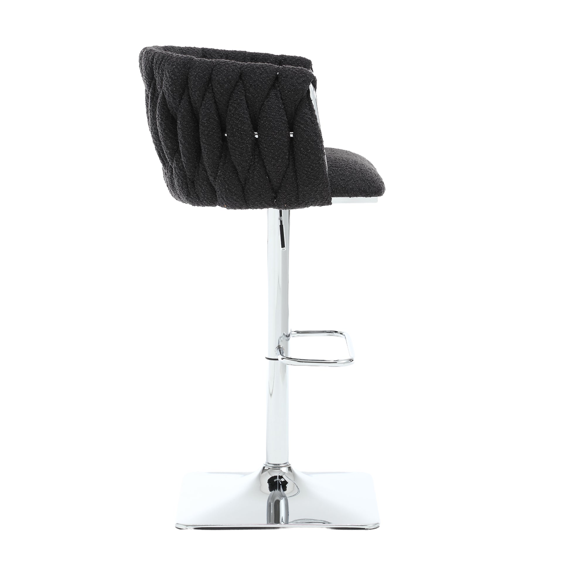 Coolmore Vintage Bar Stools With Back And Footrest Counter Height Dining Chairs 2Pc Set Black Boucle