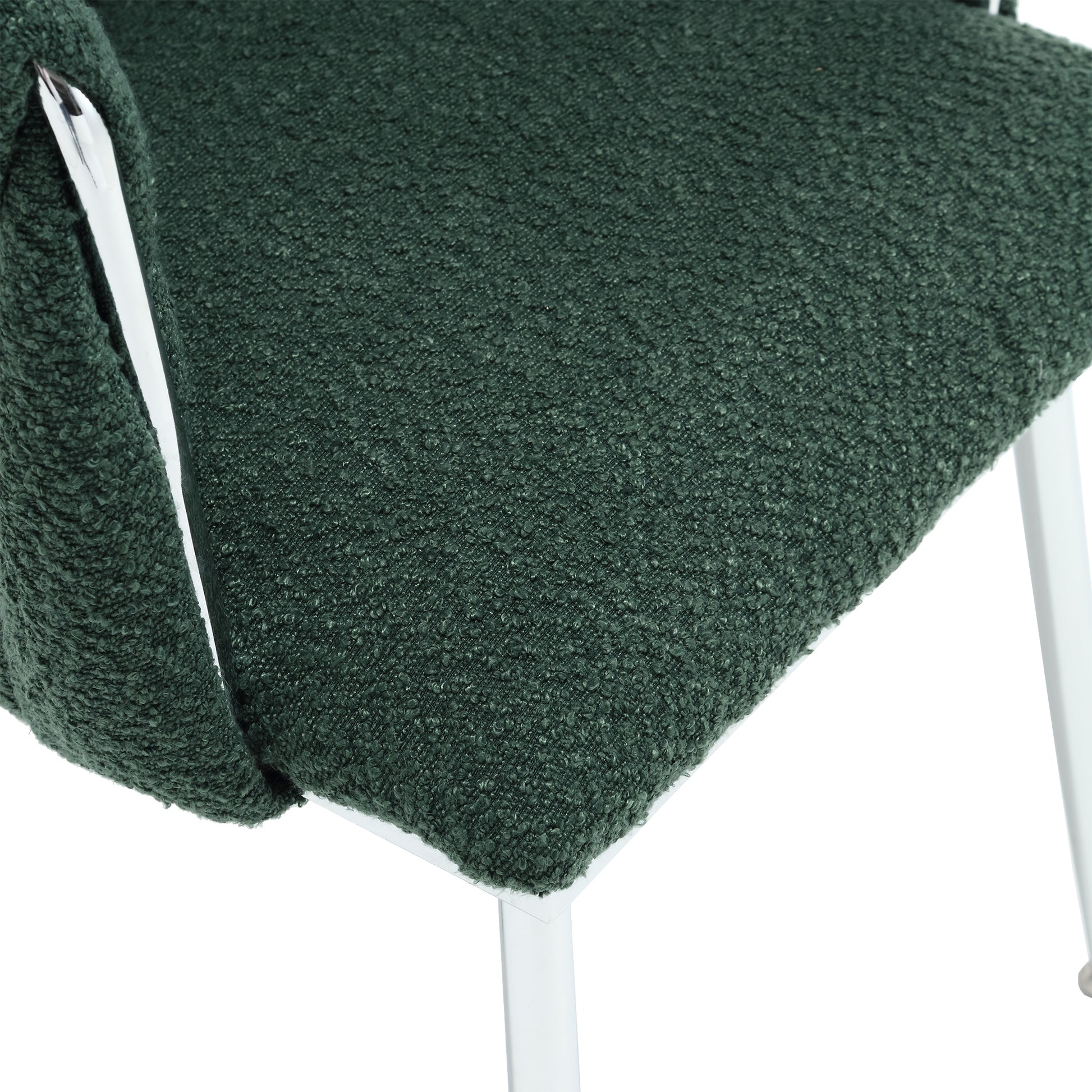 Coolmore Leisure Dining Chairs Accent Chair Velvet Accent Lounge Chair With Metal Feet 2Pc Set Emerald Boucle
