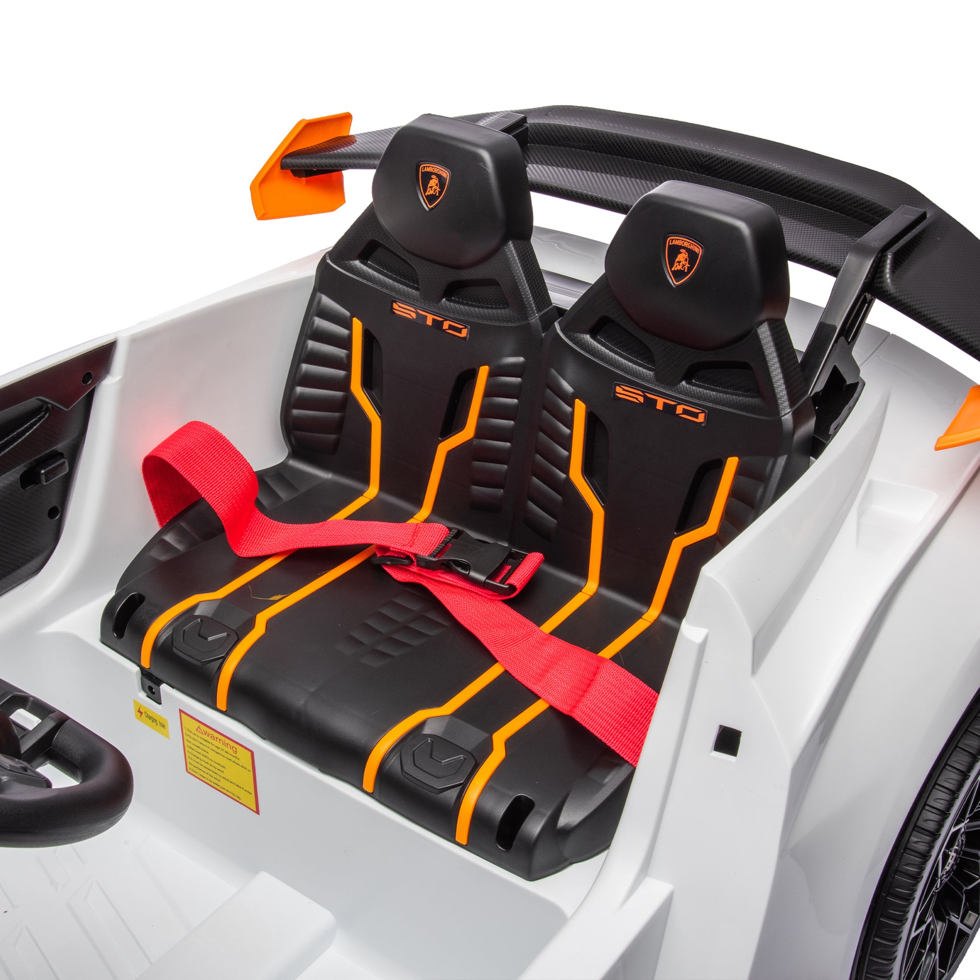 Lamborghini Huracan Sto 24V Kids Electric Ride On Drift Car: Speeds 1.86 5.59 Mph, Ages 3 8, Foam Front Wheels, 360 Spin, Led Lights, Dynamic Music, Early Learning, Usb Port, Drift Feature White Polypropylene